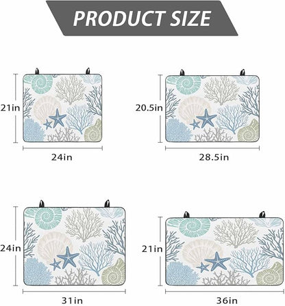 Stove Top Covers for Electric Stove 31x24 Inches, Coastal Coral HeatResistant Glass Cooktop Protector, Blue Nautical Starfish Ocean Shell Beach Ceramic Stovetop Countertop Covers Mat, Oven Cover