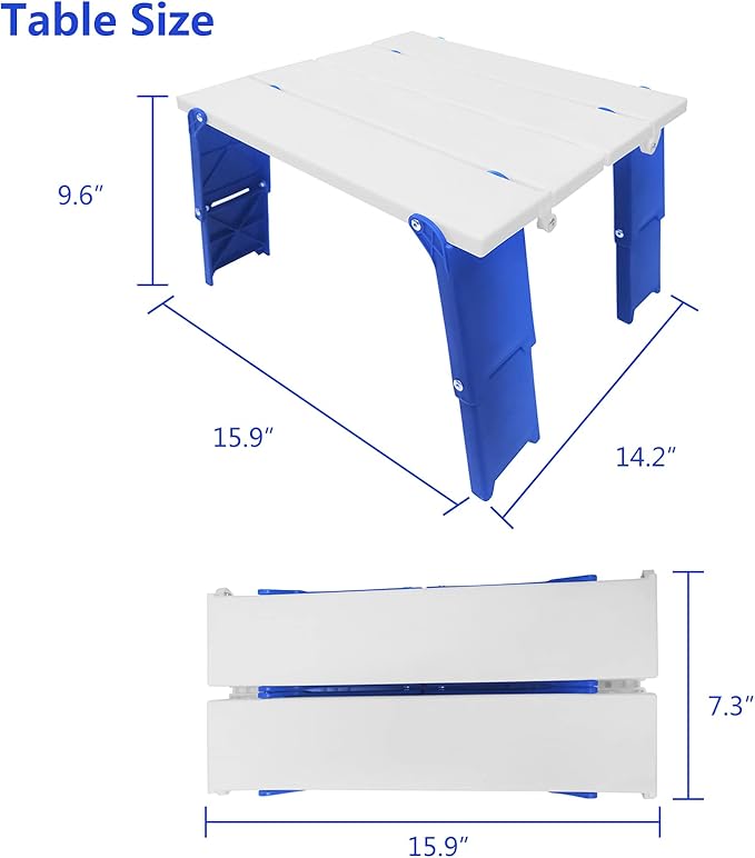 Modern-Depo 15.9"x14.2"x9.6" Large Portable Folding Beach Table for Sand Foldable Height Adjustable Side Table Desk for Camping Picnic BBQ with Carry Bag, Blue | Foldable Side Table Desk for Camping Picnic BBQ with Carry Bag, for Sand, Modern-Depo