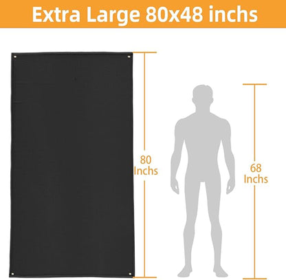 Under Grill Mats for Outdoor Grill Deck Protector - Heavy Duty Fireproof BBQ Mat, Easy to Clean Outdoor Grill Mats, 80x48x0.02in, Black