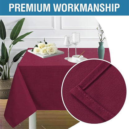 H.VERSAILTEX Linen Textured Table Cloths 54 x 54 Inch Premium Solid Tablecloth Spill-Proof Waterproof Table Cover for Dining Buffet Feature Extra Soft and Thick Fabric Wrinkle Free, Christmas Red