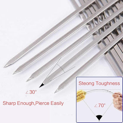 Metal Skewer for Grilling,Kabob Skewer,Flat BBQ Barbecue Skewer,Grilling Skewers Set,Reusable BBQ (14" skewer(16 pack))