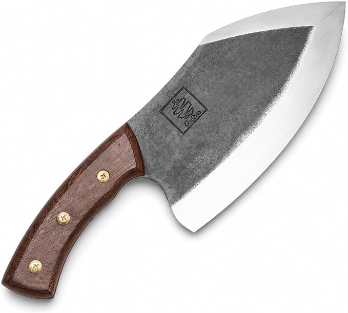 COOLINA Lixy Cleaver Chef Knife, 8.7-in Hand-forged High Manganese Clad Steel, Full Tang Butcher Knife, Razor Sharp Kitchen Knife for Camping, Outdoor Cooking, Slicing, Cutting Meat