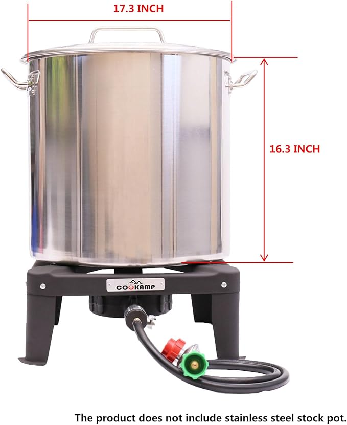 COOKAMP Propane Burner Portable 16“ Square Steel Cooktop Propane Camping Stove for Outdoor Wok Cooking, Seafood Boil & Tailgating.SA1730(Single Burner-Standard)
