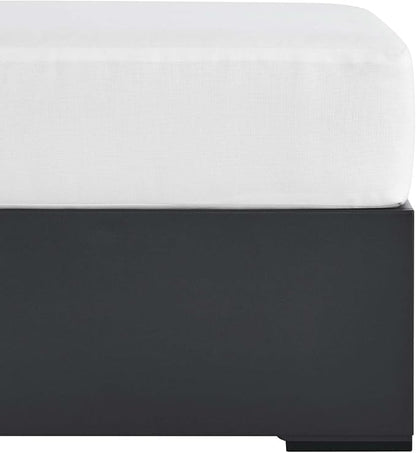 Modway Tahoe Aluminum Ottoman in Gray White with Weather-Resistant Cushion-Ideal as Outdoor Footstool, Patio or Sunroom Furniture