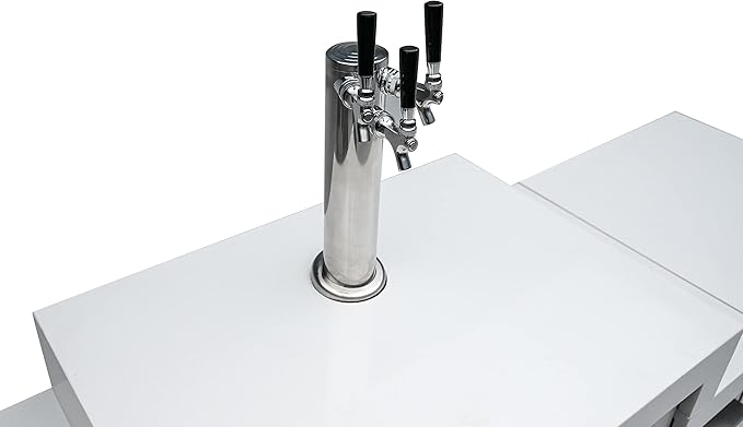 Mont Alpi Bar Series MA-BEV90KEG 90 Degree Stainless Steel Outdoor Rated 3 Beer Tap Kegerator Keg Dispenser + Wine Cooler Beverage Center Refrigerator + Granite Countertops + Faucet & Sink