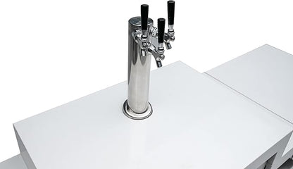 Mont Alpi Bar Series MA-BEV90KEG 90 Degree Stainless Steel Outdoor Rated 3 Beer Tap Kegerator Keg Dispenser + Wine Cooler Beverage Center Refrigerator + Granite Countertops + Faucet & Sink