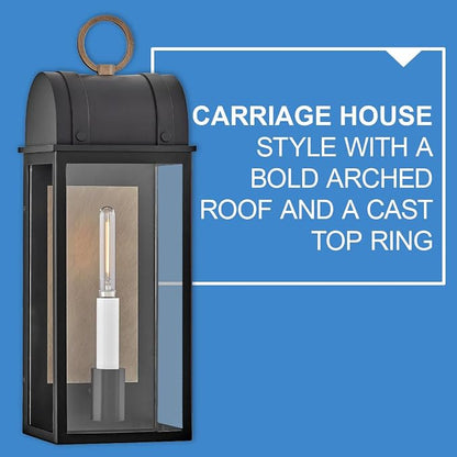 Hinkley Campbell Small Wall Mount Outdoor Lantern, Black/Burnished Bronze