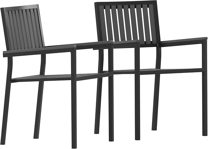 Flash Furniture Poly Resin Indoor/Outdoor Club Chair, Black, 2-Pack | Commercial Grade, Stackable, Indoor/Outdoor Use
