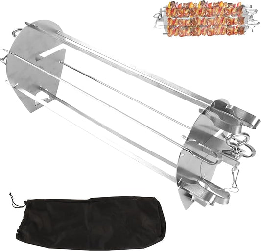 Grill Rotisserie Accessories for Weber Crafted Rotisserie Skewers, Shish Kebab Skewer Set w/Carry Bag for Weber Genesis,Spirit,Summit Gas Grill, 7675 Rotisserie Skewer for Most Grills,Stainless Steel