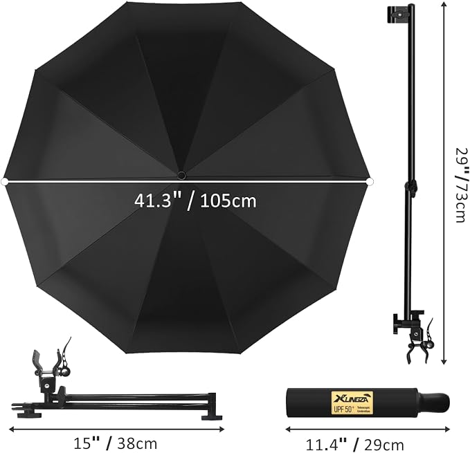 XLINGZA UPF 50+ Beach Umbrella with Adjustable Universal Clamp