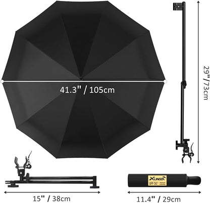 XLINGZA UPF 50+ Beach Umbrella with Adjustable Universal Clamp