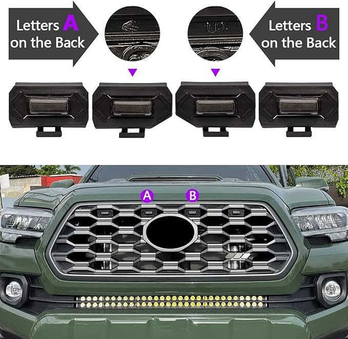 1Set Car LED Front Grill Lights External Grill Lamp Smoke Replacement Parts Car Accessories, Black, 500351180