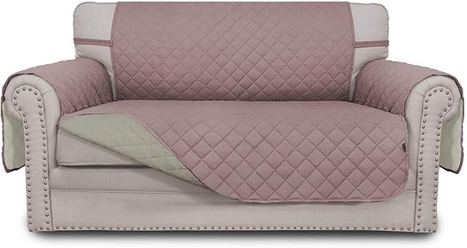 Easy-Going Reversible Couch Cover, 2 Cushion Sofa, Loveseat, Pink/Beige | Machine Washable Slipcover For Dogs, Water Resistant Furniture Mat For Living Room, Non-Slip Sofa Cover, Pet Friendly