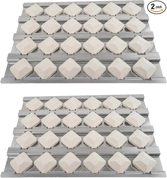BBQ Future Grill Replacement Parts for Alfresco Gas Grill, Ceramic Briquettes Tray for Alfresco ALX2-30, ALX2-42, ALX2-56 Series Gas Grills, Heat Plate with 24pcs Ceramic Briquettes, 2 Pack