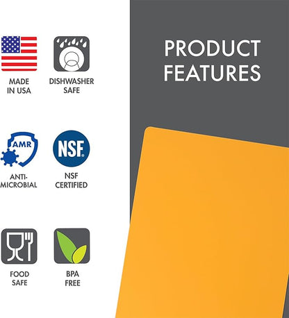Dexas NSF Certified Polysafe Pastry Board, 16 x 20 inches, Reversible Kitchen Cutting Board, Yellow