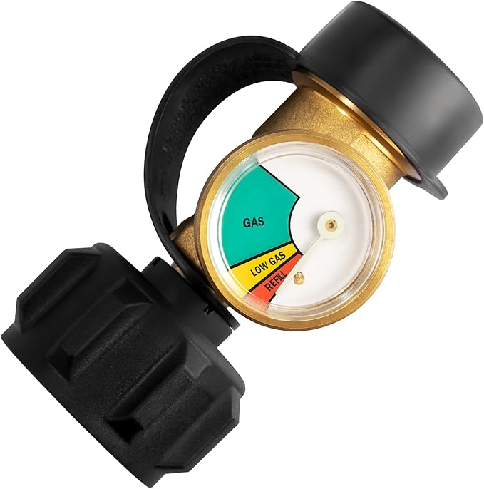DOZYANT Propane Tank Gauge Level Indicator Leak Detector for 5lb-40lb Propane Tanks, Universal for BBQ Gas Grill, Cylinder, RV Camper, and More Appliances, Type 1 Connection, 2 Pack