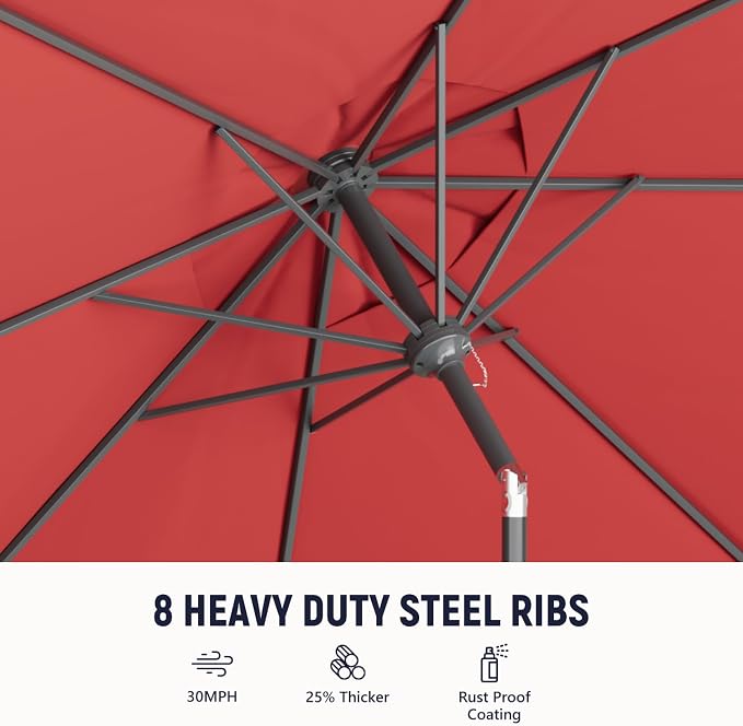 Outdoor Patio Umbrella, 8 Ribs Market Table Umbrella