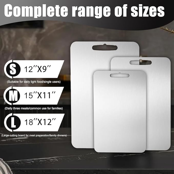 Titanium Cutting Board - Dishwasher Safe, Double Sided Non-Slip Titanium Cutting Boards for Kitchen, Durable & Easy to Clean & Odor Resistant, For Kitchen, Camping, BBQ (Large)