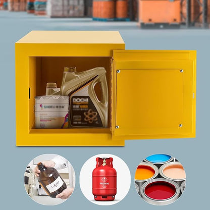 Flammable Safety Storage Cabinet 13"x13"x13" Industry Hazardous Materials | 2 Gal Fire Proof Safe, Double-Wall Cold-Rolled Steel, Dual Manual Locks, OSHA Compliant, For Gasoline Liquid Fuel Chemical