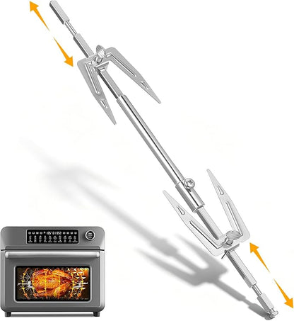 Abaodam Air Fryer Rotisserie Spit Rod 12~15” Adjustable Rotisserie Fork Stainless Steel Replacement Meat Fork or Toaster Oven Air Fryer Accessories
