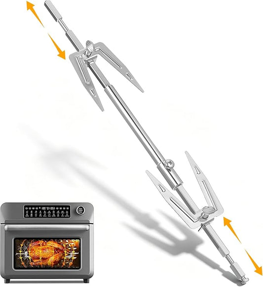 Abaodam Air Fryer Rotisserie Spit Rod 12~15” Adjustable Rotisserie Fork Stainless Steel Replacement Meat Fork or Toaster Oven Air Fryer Accessories