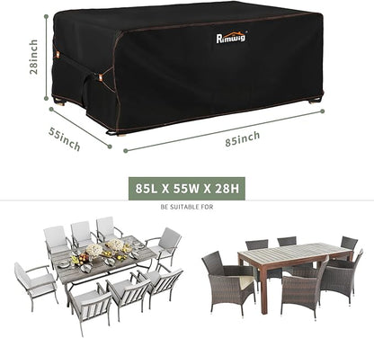 Patio Furniture Set Covers Waterproof, Outdoor Sectional Sofa Couch Set Covers Waterproof, Garden Dining Table Chair Set Cover Outside Rectangular Heavy Duty Weatherproof 85" L x 55" W x 28" H Black
