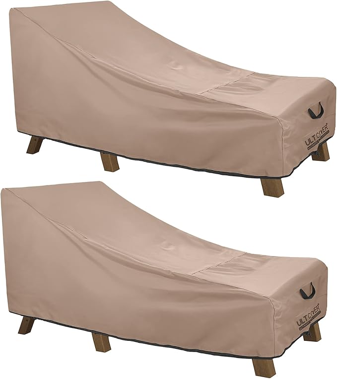 ULTCOVER Waterproof Patio Lounge Chair Cover Heavy Duty Outdoor Chaise Lounge Covers 2 Pack - 68L x 30W x 30H inch