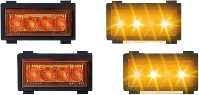 4PCS Grille Lights Compatible With jeep Compatible With Wrangler JL 2018 2019-2023 Front Grid Warning DRL Daytime Running Lamp Daylights Car Parts 12V(Yellow shell yellow)