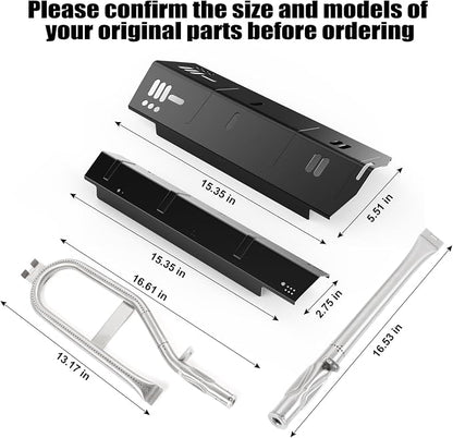 4 Burner Grill Replacement Parts for Dyna-Glo DGH450CRP DGH450CRP-D DGH450CRN DGH450CRN-D DGH451CRP DGH451CRP-D, Porcelain Steel Grill Heat Tent Plates and Stainless Steel Burner Tube Kit