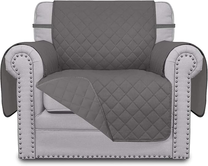 Easy-Going Reversible Couch Cover, Small Chair, Gray/Gray | Machine Washable Slipcover For Dogs, Water Resistant Furniture Mat For Living Room, Non-Slip Sofa Cover, Pet Friendly