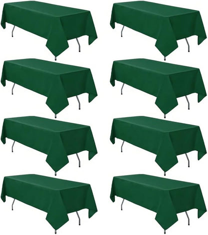 8 Pack Hunter Green Rectangle Table Cloth 60 x 102 Inch For 6 Foot Tables | Wrinkle Resistant Tablecloth, Washable Polyester Fabric, Rectangular Tablecloth for Wedding Party Banquet Buffet