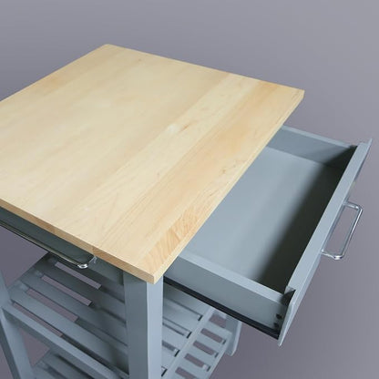 Casual Home Sunrise (Small) with Solid Harvest Hardwood Top Kitchen Island, 22.75" W, Slate Gray