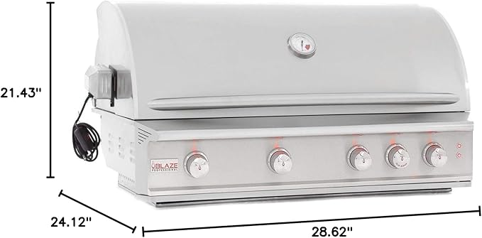 Blaze Professional LUX 34-Inch 3-Burner Built-In Propane Gas Grill | Stainless Steel Outdoor BBQ with Rear Infrared Burner, LED Lights & Rotisserie Kit | BLZ-3PRO-LP