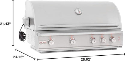 Blaze Outdoor Grill | 44-inch Stainless Steel Natural Gas BBQ | Built-In 4 Burner Barbecue | Rotisserie | Rear Infrared Burner & LED Lights | BLZ-4PRO-NG