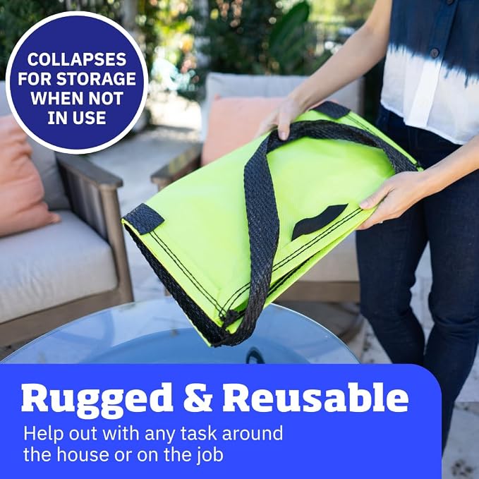 DURASACK Heavy Duty Storage Tote Bag 22-Gallon, Lime Green, Pack of 4 | Rugged Woven Polypropylene Moving Bag, Reusable Self-Standing Design, Holds up to 500 Pounds