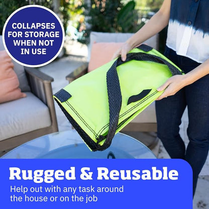 DURASACK Heavy Duty Storage Tote Bag 22-Gallon, Lime Green, Pack of 4 | Rugged Woven Polypropylene Moving Bag, Reusable Self-Standing Design, Holds up to 500 Pounds