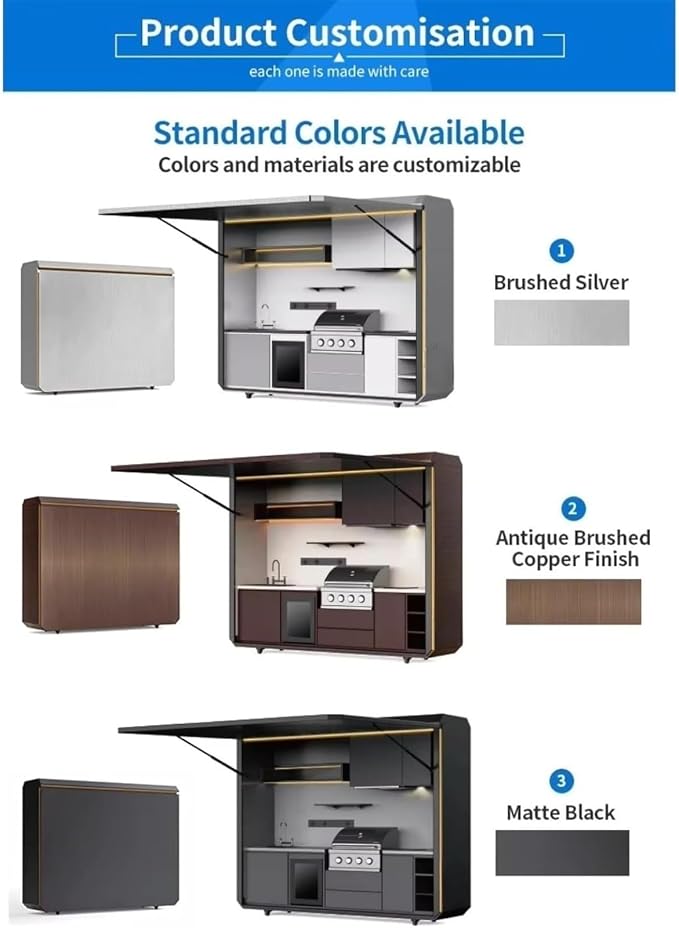 Custom Modular Outdoor Cooking Station with Built-in Grill, Sink, Countertop and Storage Cabinet, Outdoor Kitchen Islands and Cabinetry for Backyard, Patio, BBQ and Poolside Parties