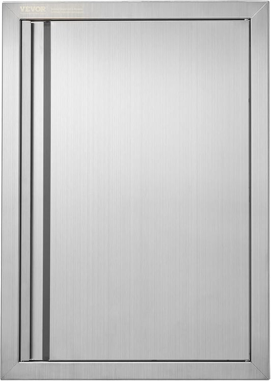 VEVOR BBQ Access Door, 17W x 24H Inch Single Outdoor Kitchen, Stainless Steel Flush Mount, Wall Vertical with Recessed Handle, for BBQ Island, Grilling Station, Outside Cabinet