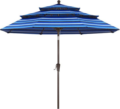 ABCCANOPY 5-Year 10-Year No Fading 9FT 3 Tiers Patio Umbrella, Outdoor Table Umbrella with 8 Sturdy Ribs for Deck, Backyard, Garden, Yard
