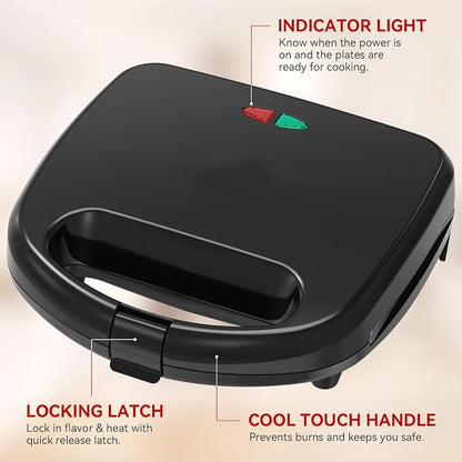 OSTBA Waffle Maker, 2-Slice Belgian Waffle Iron, Nonstick | 750W Heating with Nonstick Waffle Plates, Indicator Lights, Cool-Touch Handle, Compact Storage and Easy Cleanup