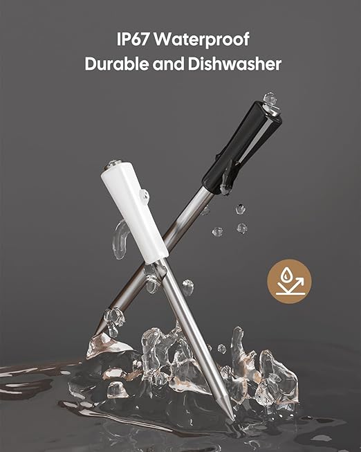 Meat Thermometer Wireless with Dual Probes for Grilling & Smoking | Fitflavor Bluetooth WiFi Meat Thermometer - Smart Meat Probe for BBQ, Oven, Rechargeable IP67 Waterproof
