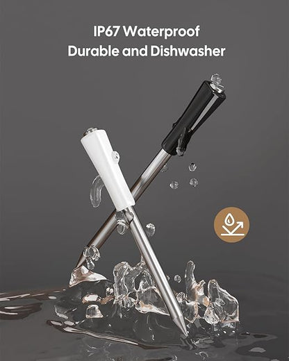 Meat Thermometer Wireless with Dual Probes for Grilling & Smoking | Fitflavor Bluetooth WiFi Meat Thermometer - Smart Meat Probe for BBQ, Oven, Rechargeable IP67 Waterproof