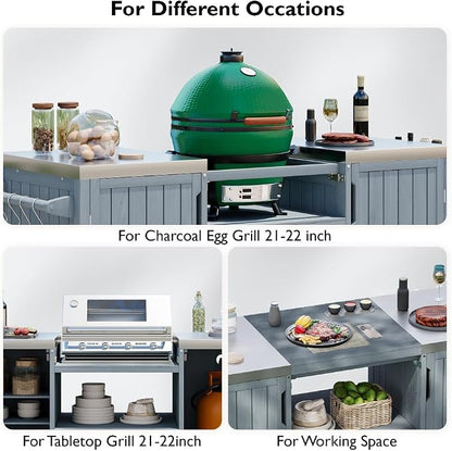66.5" Outdoor Kitchen Island with Stainless Top & Rolling | Adjustable shelves,lockable wheels,storage cabinet,sturdy stainless top,space-saving for patio/backyard/outdoor,easy assembly