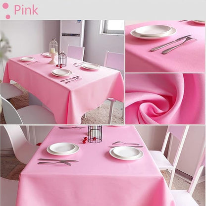 Pink Rectangle Tablecloth 54 x 80 Inch 210 GSM Stain&Water Wrinkle Resistant Washable Fabric Table Cloth for Dining Table Buffet Parties Outdoor Picnic Camping Kitchen