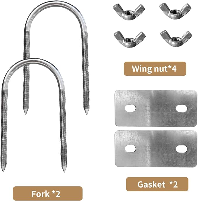 Rotisserie Fork U-Bolt 304 Stainless Steel 2pcs for Rotisserie Grill, 5.5 Inches Long Meat Trussing Accessories, 2.7 Inch Wide Spit Rod Capacity Rotisserie Parts for Whole BBQ Pig, Hog