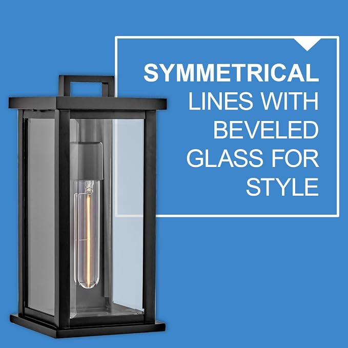 Hinkley Weymouth Small Outdoor Wall Mount Rectangle Lantern, Black