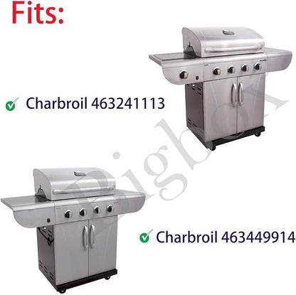 Grill Replacement Parts for Charbroil 463449914, 463241113 Gas Grills, Pipe Burner Tube, Heat Plate Tent Shield, Crossover Tube, Grill Igniter for CharBroil Commercial 4-Burner Gas Grills