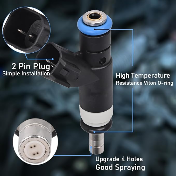 Set of 4 Fuel Injectors FJ1058 Fit for 2011-2014 Chrysler 200 Sebring Dodge Avenger Caliber Journey Je-ep Compass Patriot 2.0L 2.4L L4 Gas Engine 4 Hole Replaces OE# 04891577AC