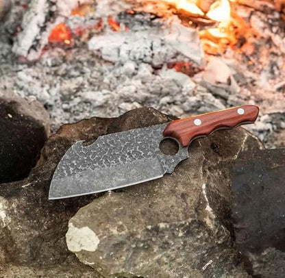 COOLINA Shark Compact Cleaver, Hand-Forged High-Carbon Steel, 5.8 Inch Blade, Wooden Handle, for Chopping Meat, Joints & Bones