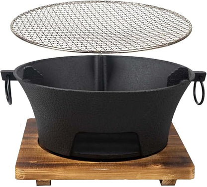 Round Seasoned Cast Iron Charcoal Hibachi Grill